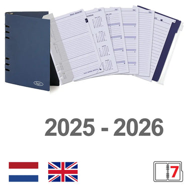 6407-25-26 210 x 144 mm A5 6 Ring Agenda Filler Week NL EN (a bit rust on the ringbinder!) + Storage Folder 2025 2026